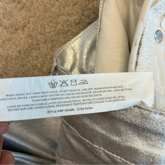 RFM Royaltyforme metallic Silver high rise ankle pants stretchy Sz M NWOT - Picture 9 of 10